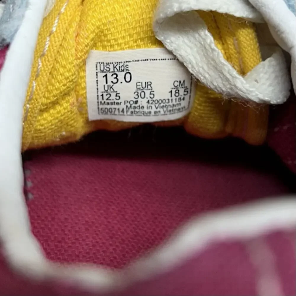 Vans Authentic Kids Youth Size 13 Blue Pink Yellow Low Top Skater Sneaker Shoes